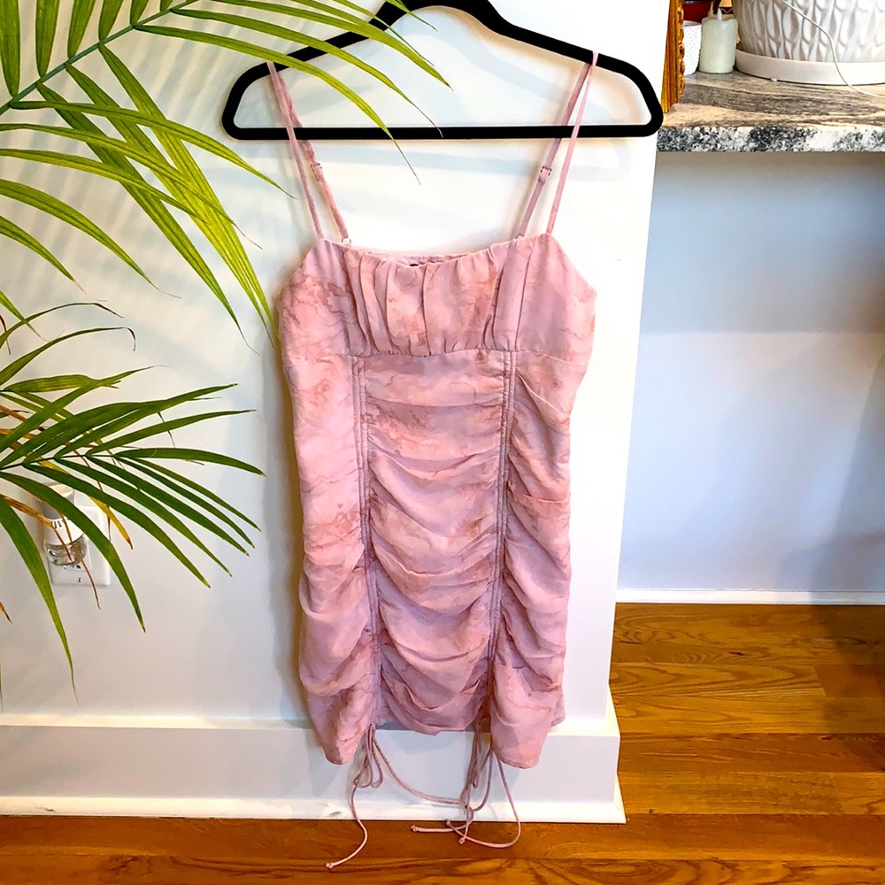Forever 21 ruched Dress, Dusty Pink, Size Large , ties at bottom